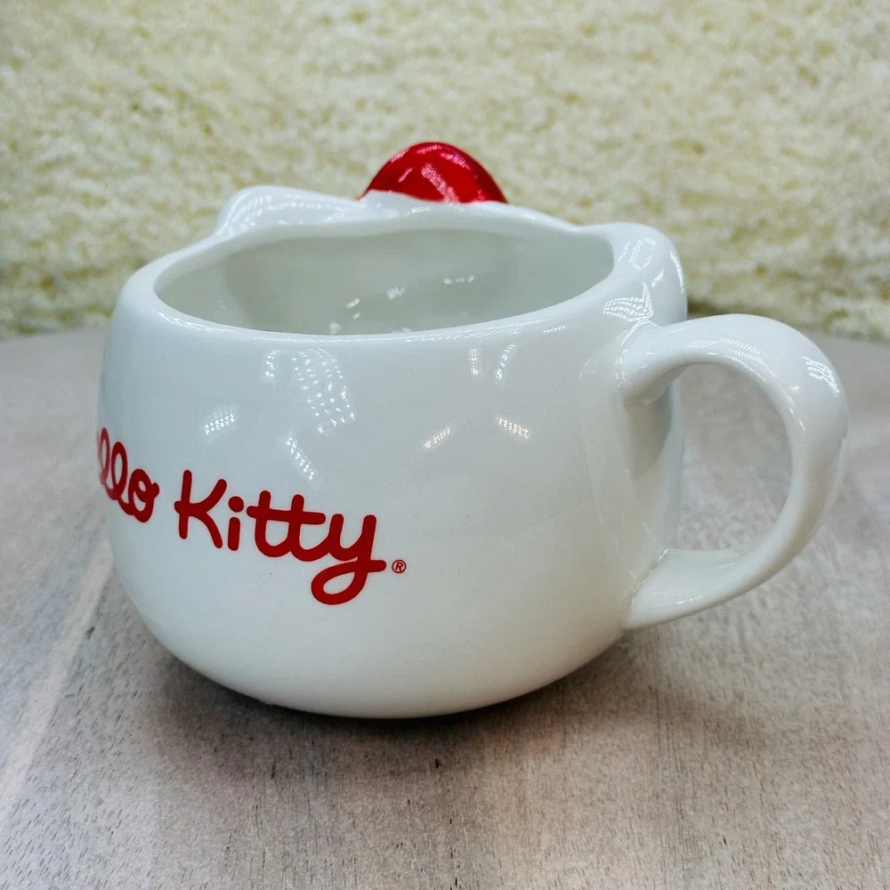 Hello Kitty 3D Sculpted Ceramic Mug Silver Buffalo Sanrio White Red SMGKTY2323 - Picture 11 of 15
